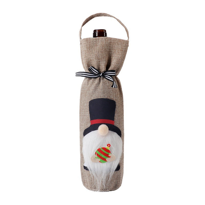 Wholesale Decorative Fabric Christmas Faceless Old Man Portable Wine Bottle Cover JDC-DCN-TeW001