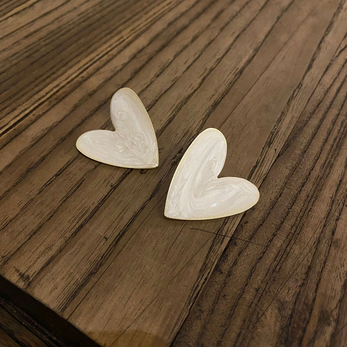 Wholesale Earrings Alloy Milky White Love Heart JDC-ES-Jingh018