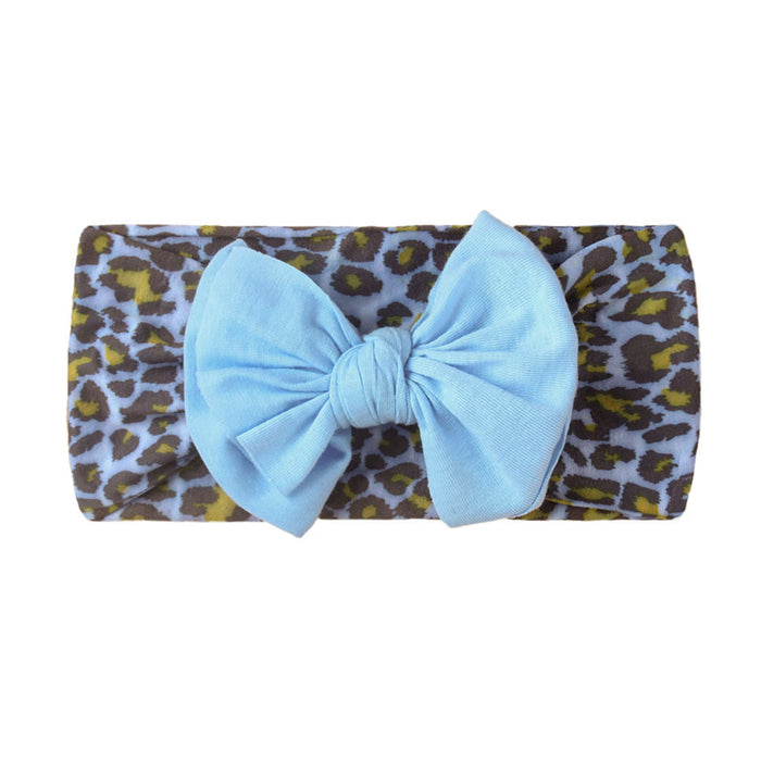 Wholesale leopard print solid color bow nylon bandana baby sweatband JDC-HD-ML030