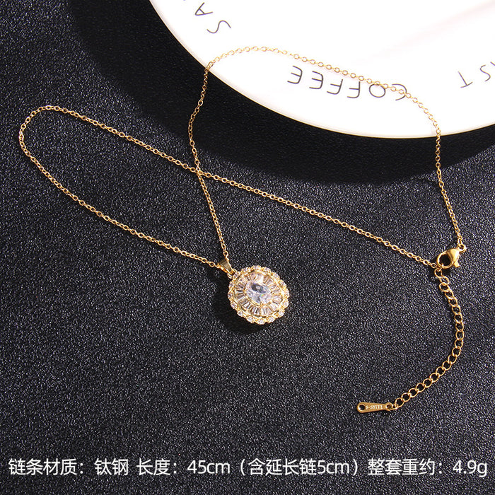 Jewelry WholesaleWholesale Zircon Copper Titanium Steel Gold Plated Gemstone Necklace JDC-NE-RongS002 Necklaces 荣硕 %variant_option1% %variant_option2% %variant_option3%  Factory Price JoyasDeChina Joyas De China