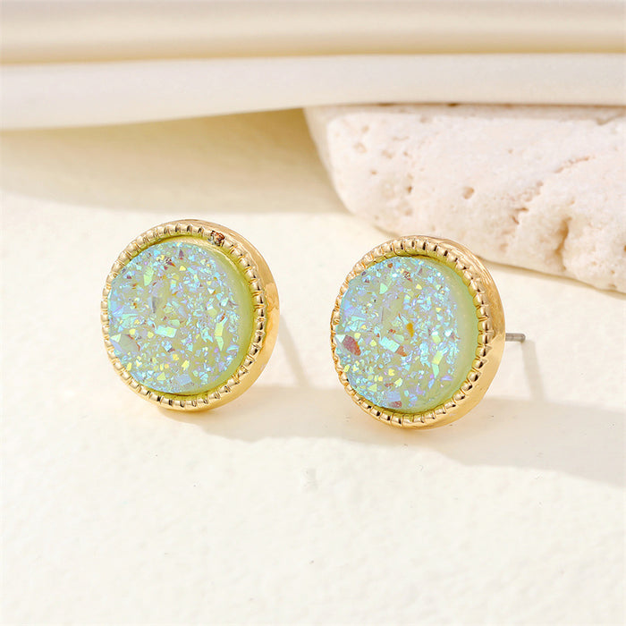 Jewelry WholesaleWholesale Round Resin Glitter Metal Earrings MOQ≥6 JDC-ES-Juej001 Earrings 觉际 %variant_option1% %variant_option2% %variant_option3%  Factory Price JoyasDeChina Joyas De China