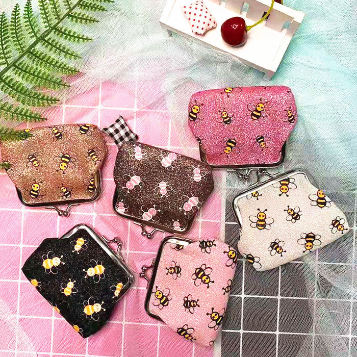 Wholesale Glitter Print Mouth Gold Bag Women Short Hand Coin Key Coin Purse for Kids MOQ≥3 JDC-HB-Canglv001