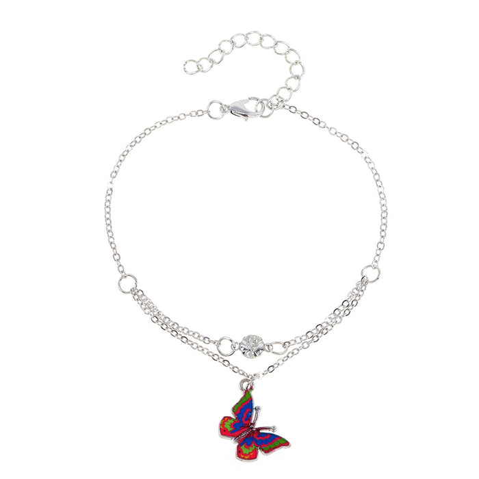 Wholesale Dream Drop Butterfly Double Layer Anklet Women's Bohemian JDC-AS-D026