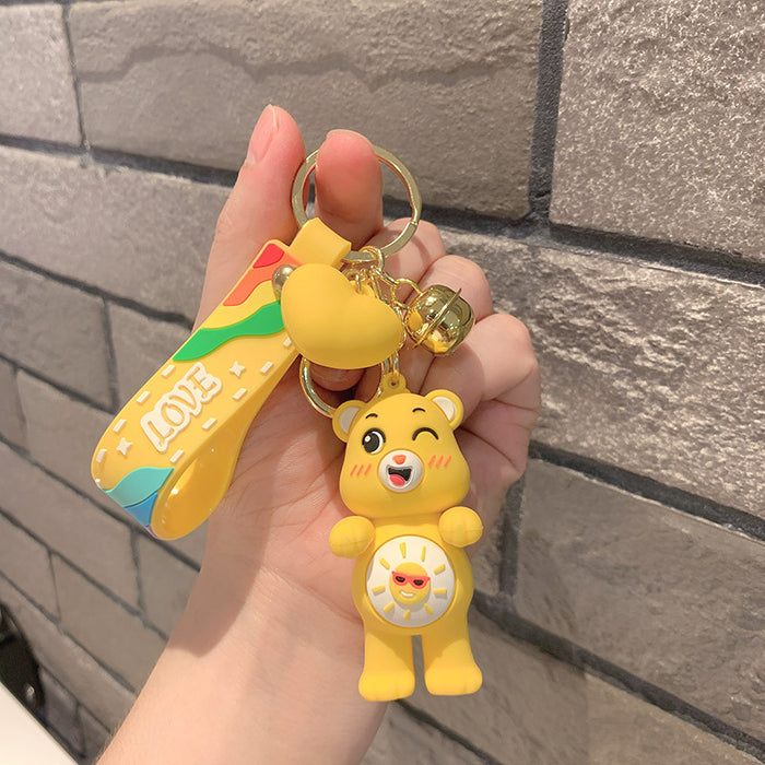 Wholesale Cartoon PVC Silicone Rainbow Bear Keychain (M) JDC-KC-JCai024