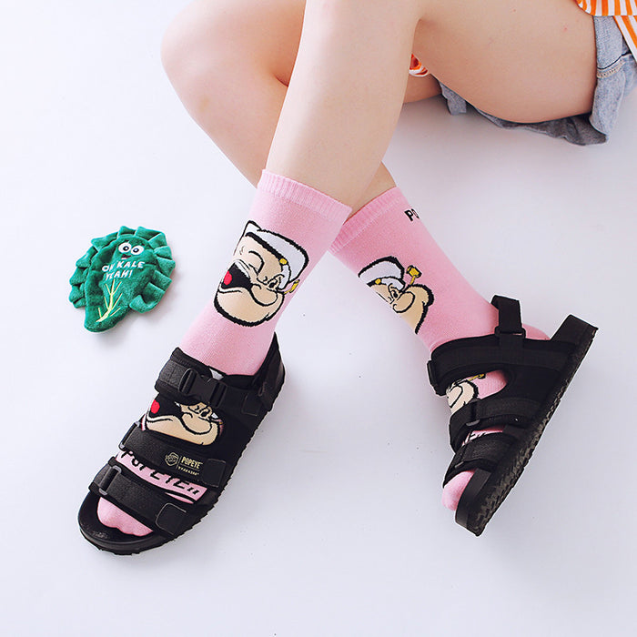 Wholesale cartoon couple tide socks Korean trend spinach popeye socks MOQ≥5 JDC-SK-ZQB010