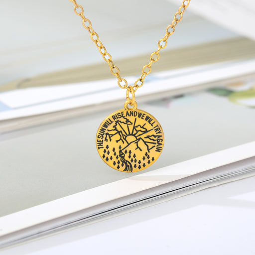 Jewelry WholesaleWholesale Stainless Steel Sunrise Landscape Figure Necklace Landscape Disc JDC-NE-MJ012 Necklaces 萌葭 %variant_option1% %variant_option2% %variant_option3%  Factory Price JoyasDeChina Joyas De China