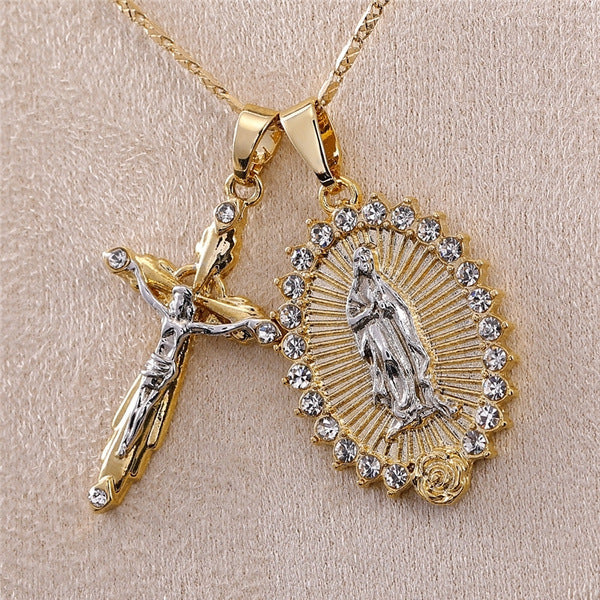 Wholesale Crucifixion Necklace Virgin Mary 18K Gold Necklace JDC-NE-KeJ002