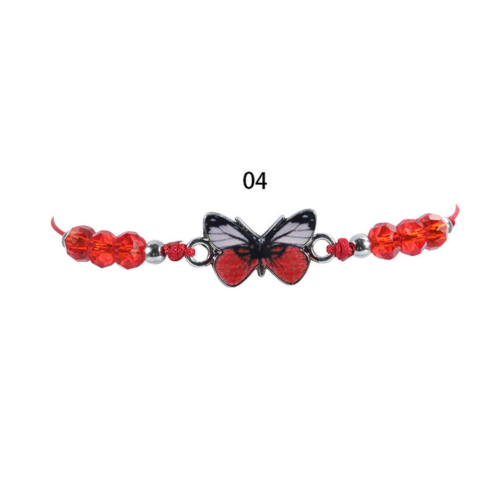 Wholesale Crystal Beaded Colorful Butterfly Bracelet JDC-BT-Yiye023