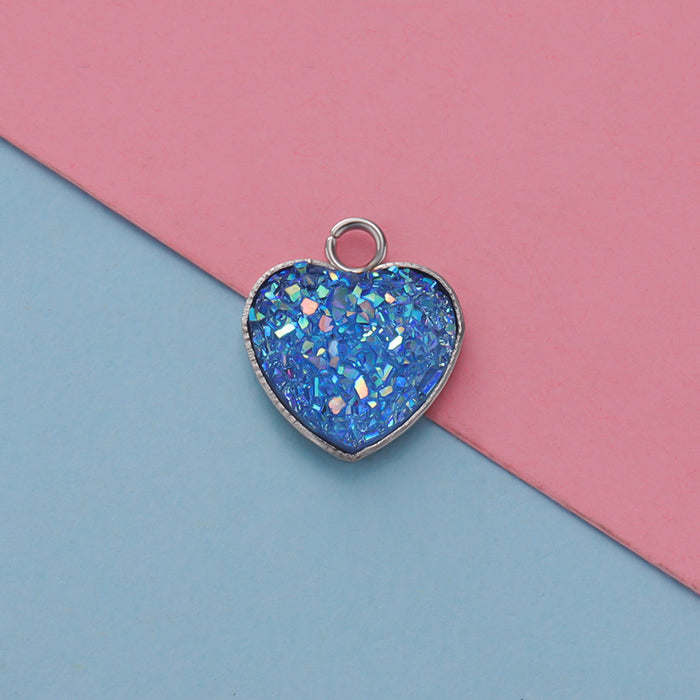 Wholesale Heart Shape Stainless Steel Resin Gypsophila Pendant 20pcs JDC-PT-MinP005