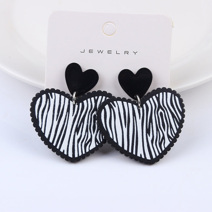 Wholesale Colorblock Acrylic Earrings Simple Printed Embossed JDC-ES-DUAI014