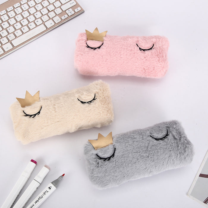 Wholesale Pen Bag Plush Cartoon Crown Pencil Storage Bag MOQ≥2 JDC-PC-FaMi002