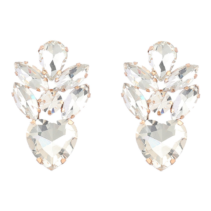 Wholesale Colored Diamond Multilayer Alloy Glass Diamond Earrings JDC-ES-JL1016