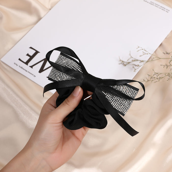 Wholesale Bow Pearl Rhinestone Cloth Hair Scrunchies MOQ≥2 JDC-HS-FengHan001