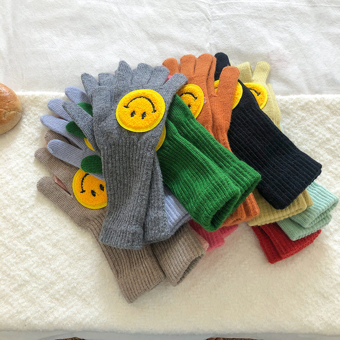 Wholesale Gloves Knitted Wool Warm Cute Smiley Touch Screen Gloves MOQ≥2 JDC-GS-MinZ003