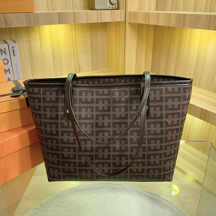 Wholesale Handbag PU Contrast Color Letter Tote Bag Large Capacity JDC-HB-Guanfang002