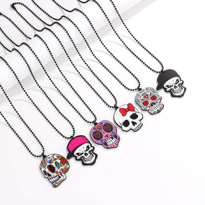 Wholesale Plastic Resin Skull Plate Necklace MOQ≥6 JDC-NE-SNi001