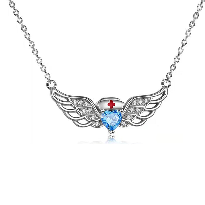 Jewelry WholesaleWholesale Angel Wings Pendant Necklace Female Nurses Day Jewelry JDC-NE-JYS004 necklaces 静夜思 %variant_option1% %variant_option2% %variant_option3%  Factory Price JoyasDeChina Joyas De China