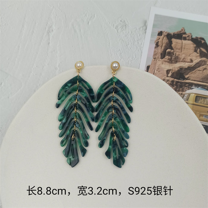 Jewelry WholesaleWholesale acrylic pearl leaf earrings JDC-ES-FX005 Earrings 繁瑆 %variant_option1% %variant_option2% %variant_option3%  Factory Price JoyasDeChina Joyas De China