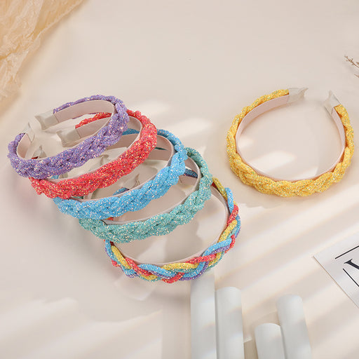 Jewelry WholesaleWholesale sequin twist braided hair band JDC-HD-Pengl002 Headband 朋来 %variant_option1% %variant_option2% %variant_option3%  Factory Price JoyasDeChina Joyas De China