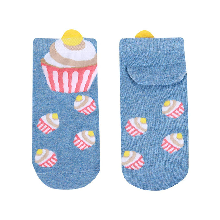 Wholesale cotton women's socks cupcake small ears boat socks MOQ≥10 JDC-SK-ZQB008