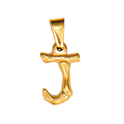 Wholesale Bamboo Three-dimensional Titanium Steel Plated 18K Gold Pendant MOQ≥2 JDC-PT-QianJ001