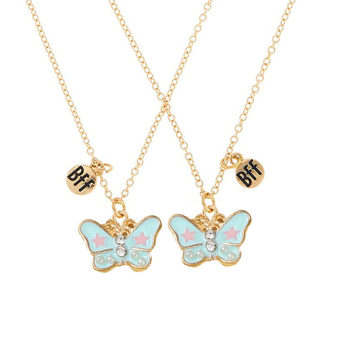 Wholesale Children's Jewelry Butterfly Drip Oil Necklace Pendant JDC-NE-shenX004