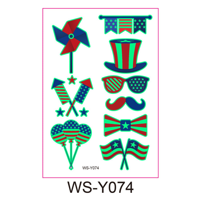 Wholesale 4th of July Luminous Independence Day Tattoo Stickers JDC-ST-XLM001