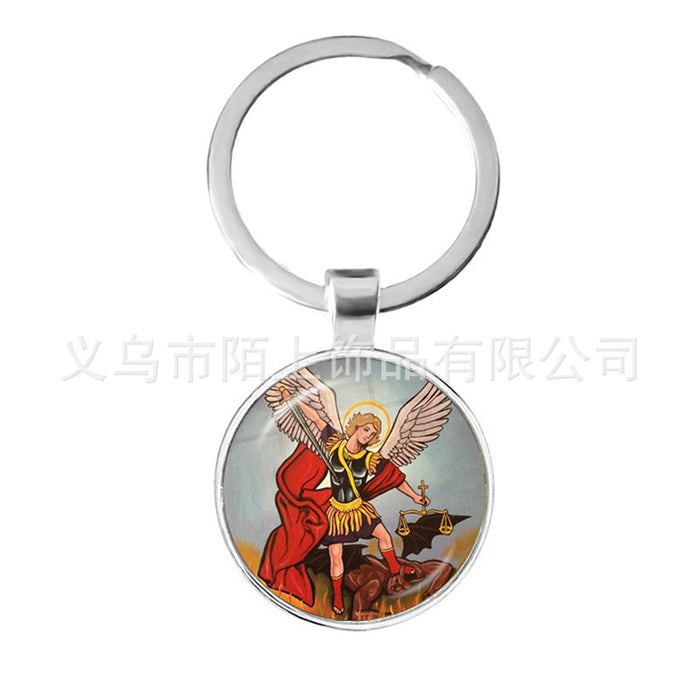 Wholesale St.Michael Russian Orthodox Time Gemstone Zinc Alloy Keychain JDC-KC-MoS001