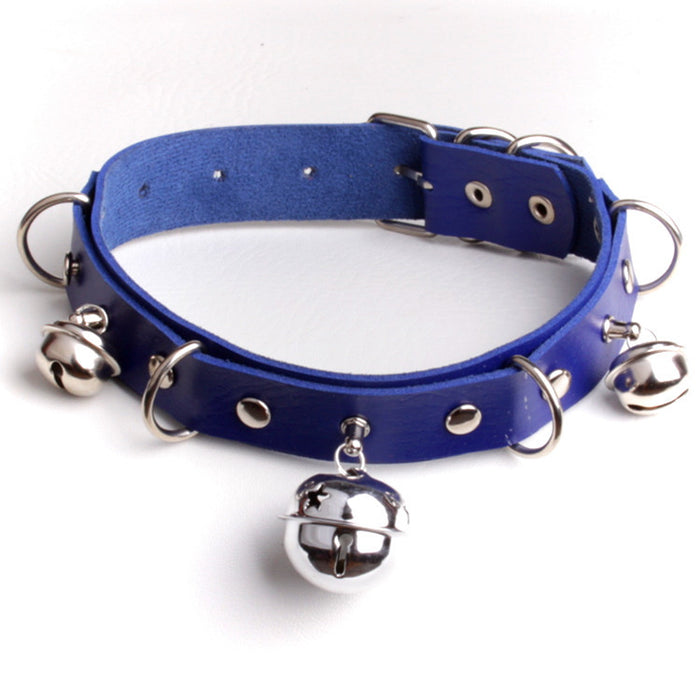 Wholesale double layer pu leather sexy big bell collar bondage choker necklace MOQ≥2 JDC-NE-HJ004