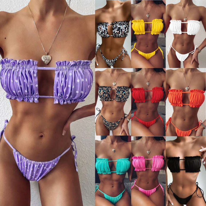 Jewelry WholesaleWholesale pleated strands empty straps multicolor bandeau sexy bikini JDC-SW-Junt002 Swimwear 骏彤 %variant_option1% %variant_option2% %variant_option3%  Factory Price JoyasDeChina Joyas De China