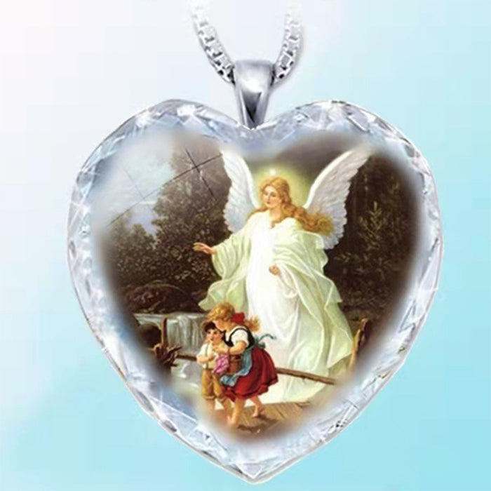 Wholesale Virgin Head Heart Pendant Necklace MOQ≥2 JDC-NE-ZiB013