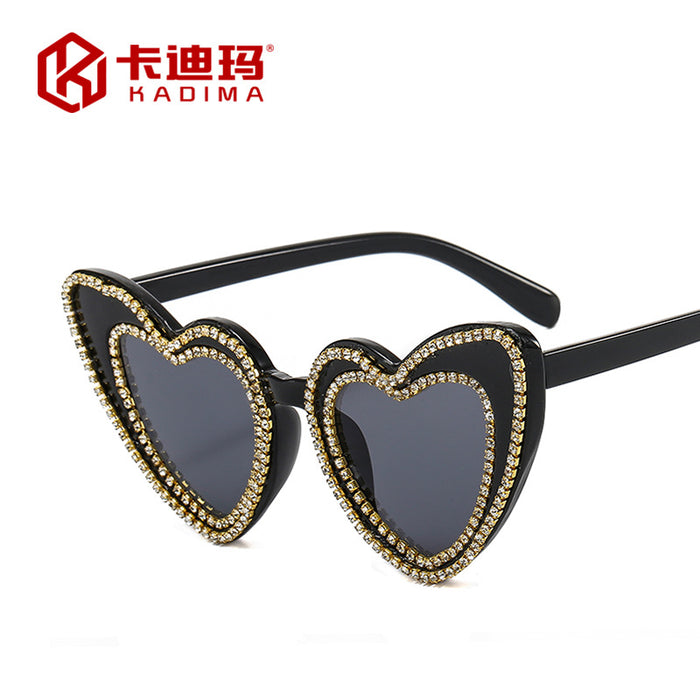 Wholesale love diamond sunglasses peach heart cute JDC-SG-XIa028