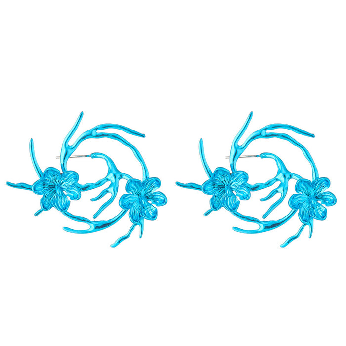 Wholesale Earrings alloy personality metal florals flower exaggeration MOQ≥2 JDC-ES-KenJ003