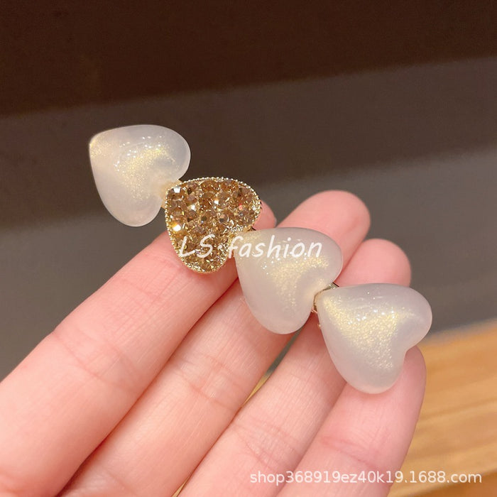 Wholesale sweet love hairpin side clip rhinestone pearl duckbill clip JDC-HC-LiS007