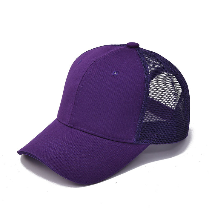 Wholesale Summer Solid Color Hat Cotton Six Piece Mesh Cap MOQ≥2 JDC-FH-TMa005