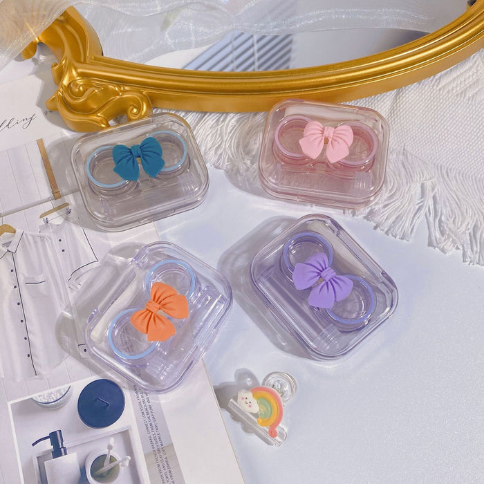 Wholesale Bow Knot Transparent Contact Lens Case Plastic Portable (M) MOQ≥2 JDC-GA-Qingdu004