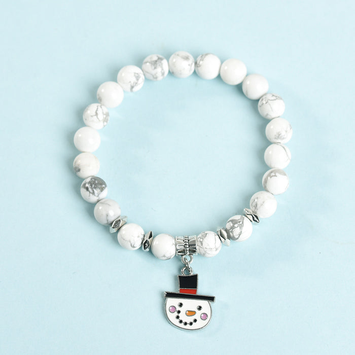 Wholesale Bracelet Crystal Color Christmas Cute Snowman Pendant Beaded JDC-BT-ZhiSF005