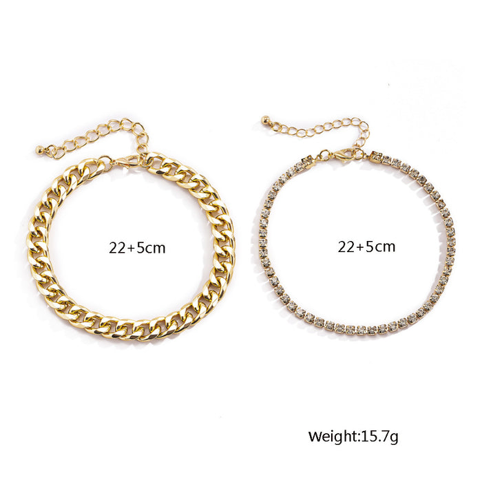 Jewelry WholesaleWholesale double layer tassel stacked wind anklet set JDC-AS-YeB036 Anklets 烨贝 %variant_option1% %variant_option2% %variant_option3%  Factory Price JoyasDeChina Joyas De China