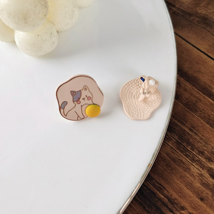 Wholesale Earring Alloy Cute Cat Stud Earrings JDC-ES-BLD017