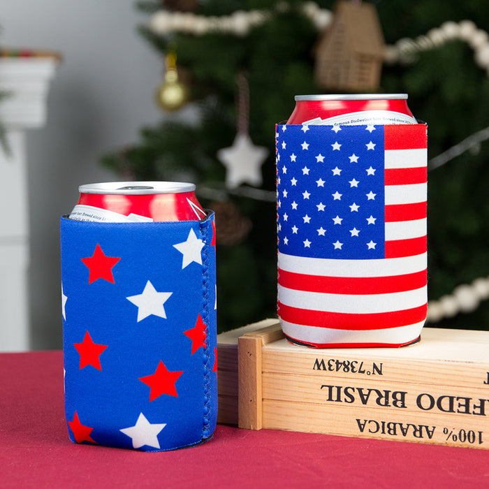 Wholesale 4th of July Independence Day Decorative Can Elastic Diving Cloth Cup Holder JDC-CH-YHang001