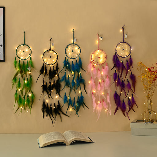 Jewelry WholesaleWholesale wind chimes purple feather weaving dream catcher network MOQ≥2 JDC-DC-JunX009 Dreamcatcher 俊贤 %variant_option1% %variant_option2% %variant_option3%  Factory Price JoyasDeChina Joyas De China