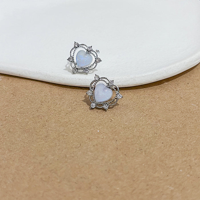 Wholesale Earrings Alloy Heart Hollow Micro Inlaid Zircon JDC-ES-MDD047