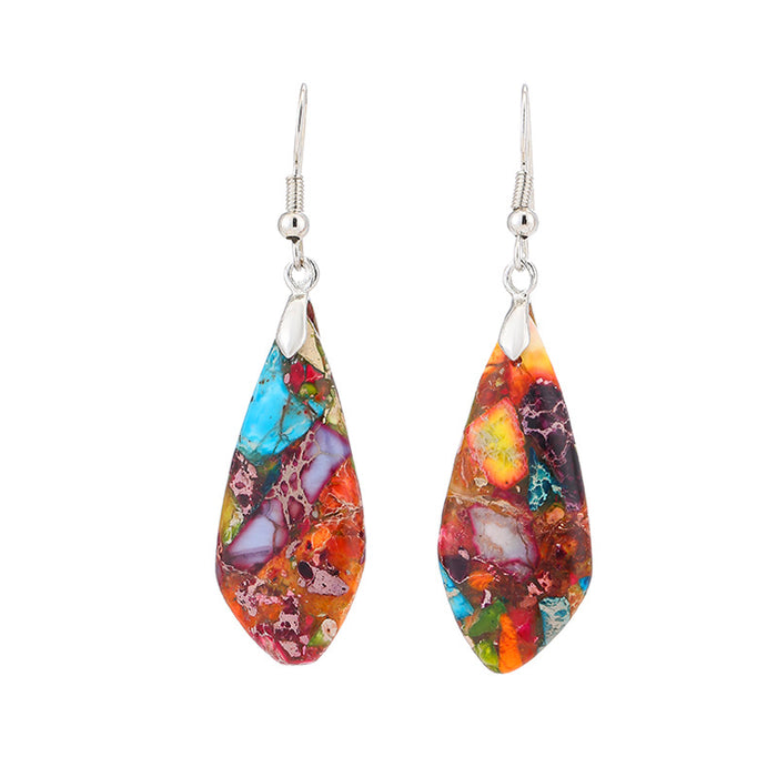 Wholesale Color Emperor Drops Boho Geometric Stone Earrings MOQ≥3 JDC-ES-QiuX006