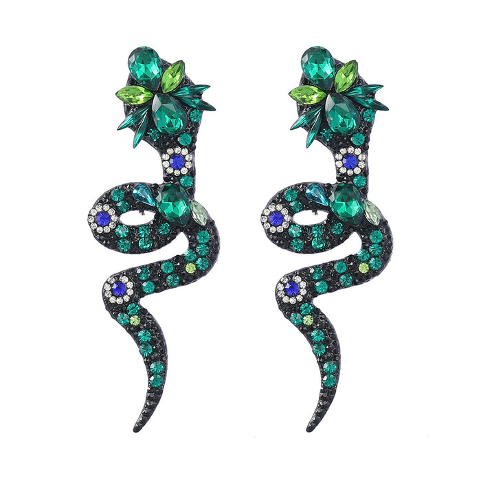 Wholesale Earrings Fancy Color Diamond Alloy Diamond Serpent Floral Boho JDC-ES-JL1041