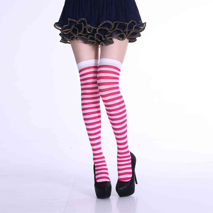 Wholesale Socks Polyester Halloween Cosplay Over Knee Striped Socks MOQ≥2 JDC-SK-Shuangniu002