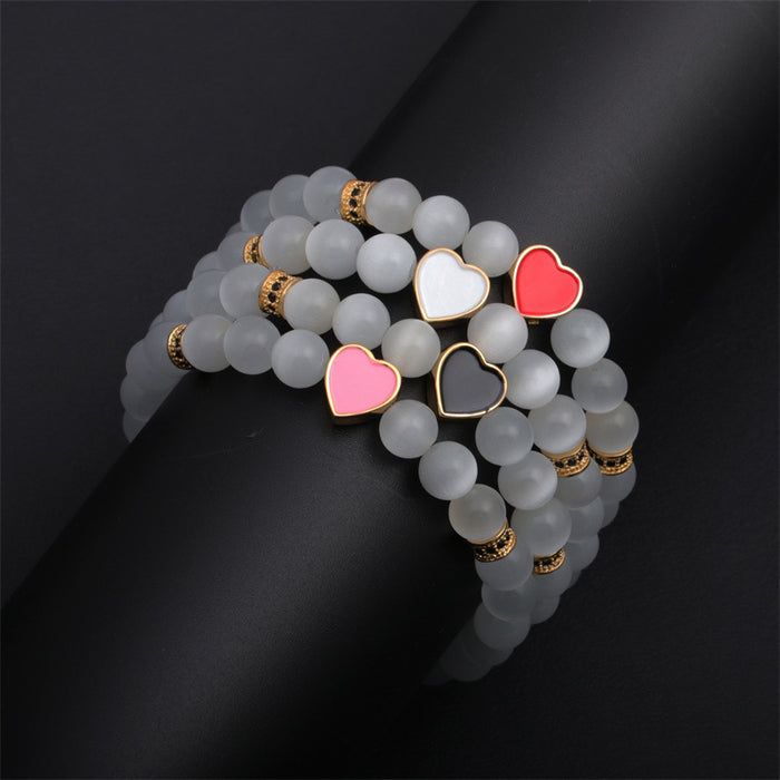 Wholesale Opal Beaded Heart Bracelet MOQ≥2 JDC-BT-ML060