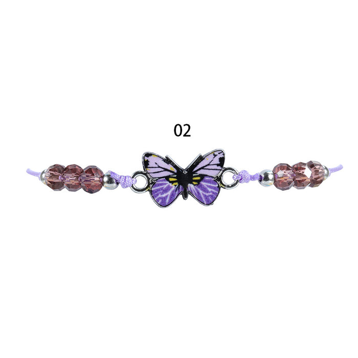 Wholesale Crystal Beaded Colorful Butterfly Bracelet JDC-BT-Yiye023