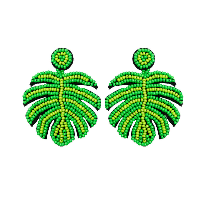 Wholesale Earrings Rice Bead Leaves MOQ≥2 JDC-ES-PREMJM005