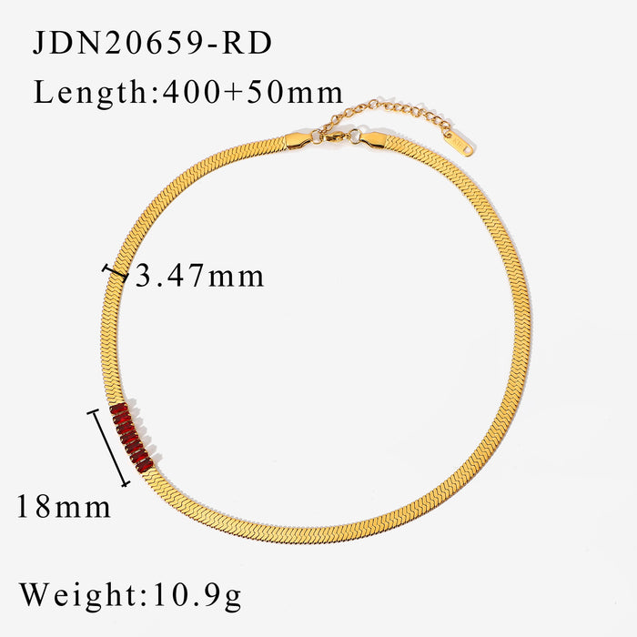 Jewelry WholesaleWholesale Gold Plated Stainless Steel Rectangle Colorful Zirconium Necklace JDC-NE-JD387 necklaces 杰鼎 %variant_option1% %variant_option2% %variant_option3%  Factory Price JoyasDeChina Joyas De China