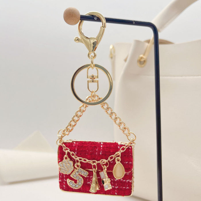 Wholesale Keychains Alloy Fabric Rhinestone Bag Pendant MOQ≥2 JDC-KC-ZhanLun001